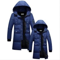 Doudoune Homme Longue Parka Luxe duvet Sport Elegance Capuche Bleu 2017
